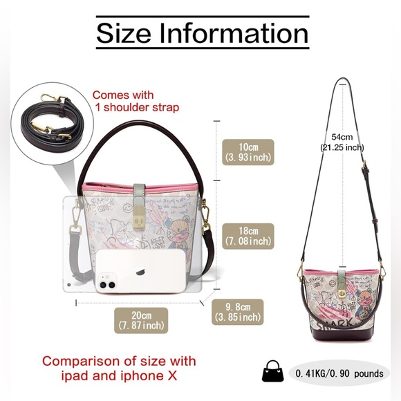 FOXLOVER Fabric Bucket Crossbody Bags for Women Top-Handle - Picture 3 of 6